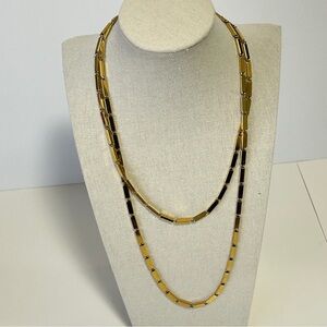 Monet 80’s Gold Tone Box Link Necklace 41”